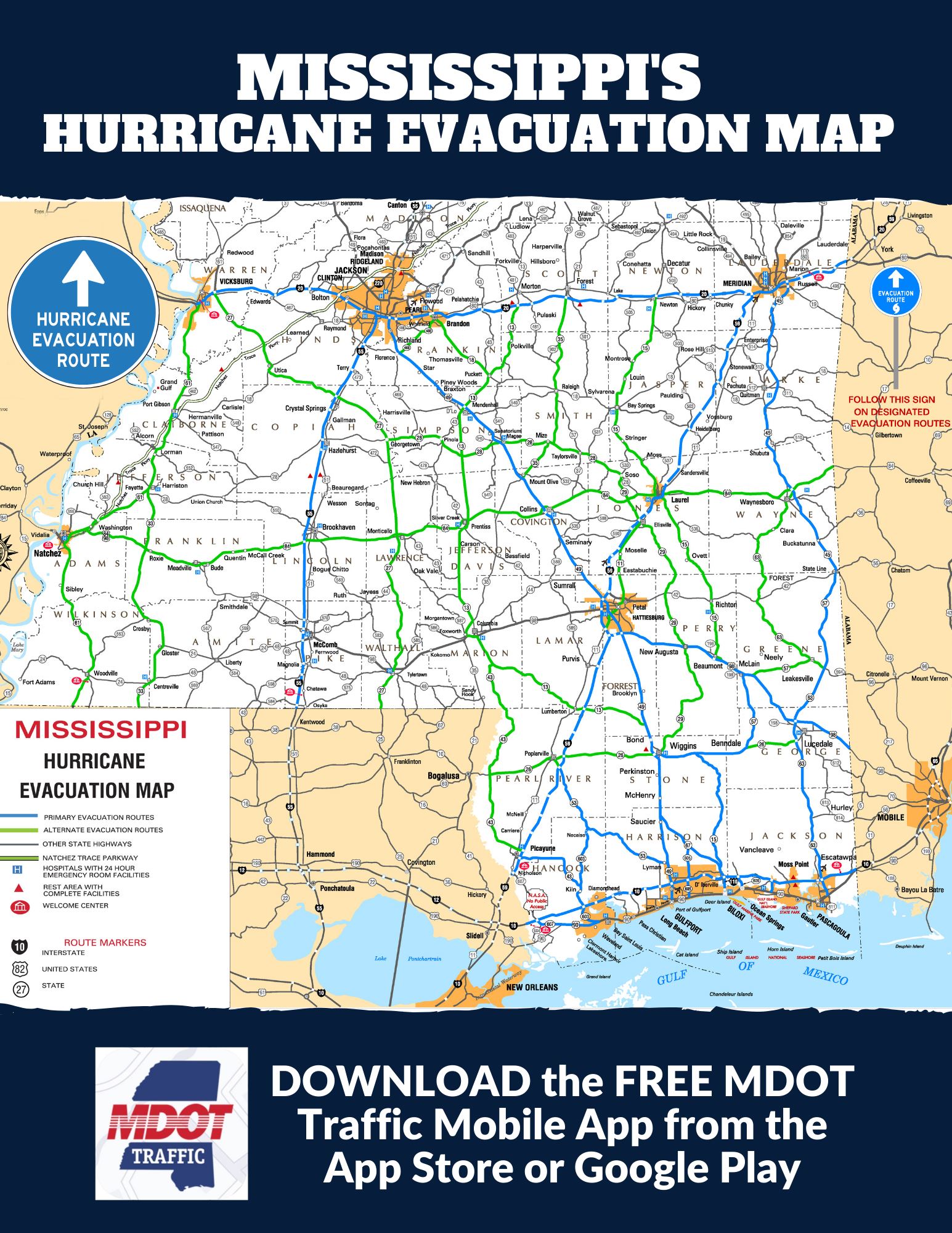 Evacuation routes for Hurricanes 